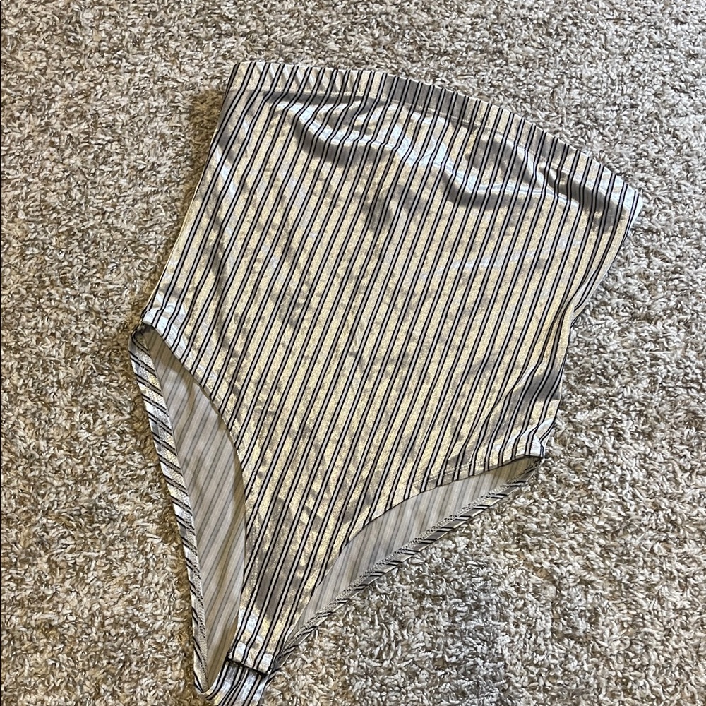 Forever 21 velvet metallic silver bodysuit